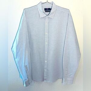 Vineyard Vines Men Slim Fit Cooper Shirt XL Blue Pinstripe Cotton Linen Career